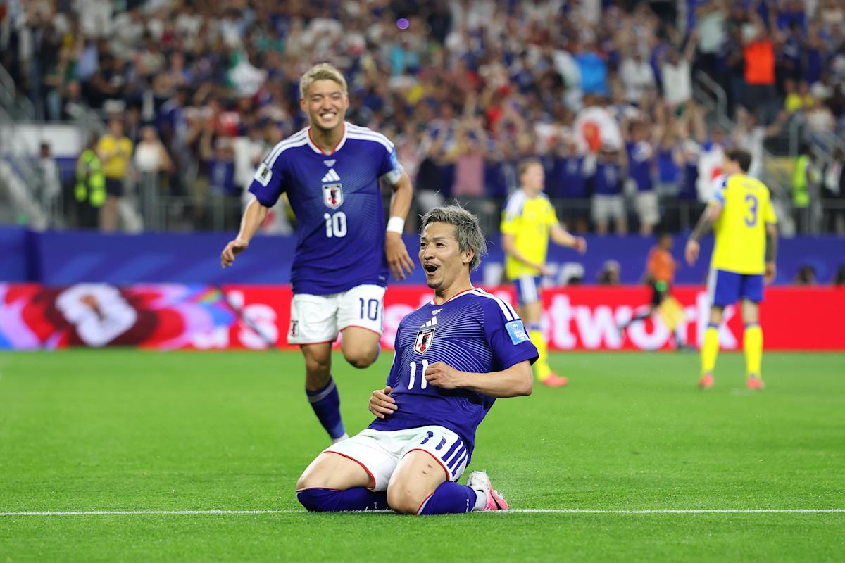 日本對瑞典2026世界盃比賽畫面，前田大然破門後兩隊最終1比1戰平