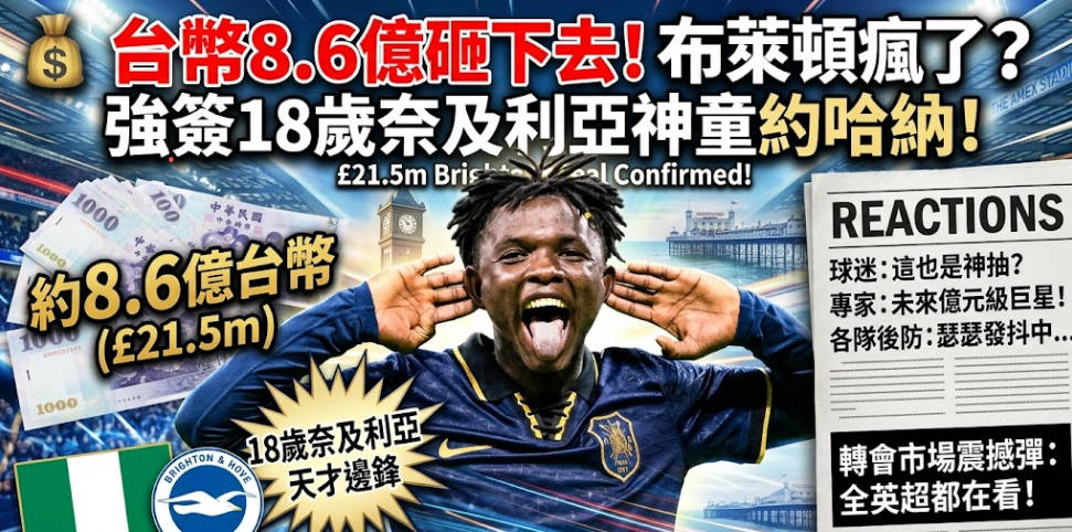 18歲就值8.6億！布萊頓豪砸天價搶人　全歐豪門看傻眼